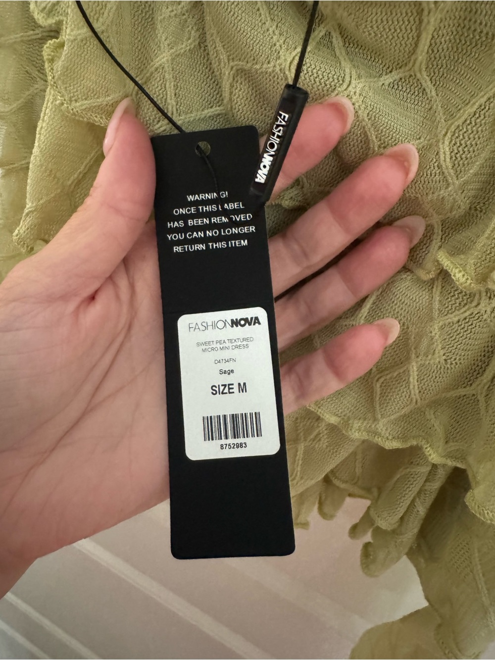 Ruffled Halter Mini Dress in Light Olive Green - Picture 6 of 6